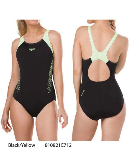  Black/Yellow - Women's Fit Kickback Swimsuit Speedo 