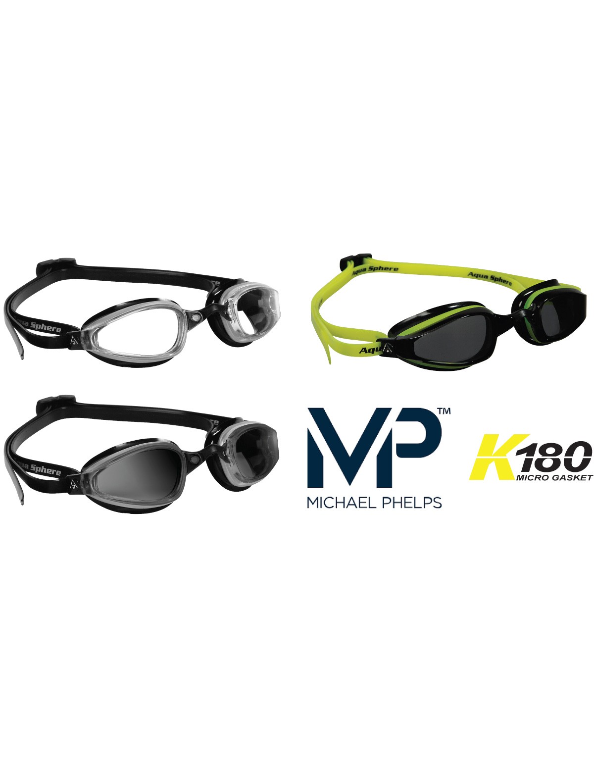 Lenti a Specchio Blu/Bianco MP Michael Phelps K180 occhialini da Nuoto 