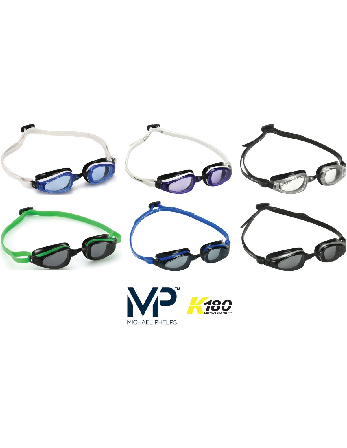 MP Michael Phelps K180 occhialini da Nuoto Lenti a Specchio Blu/Bianco 
