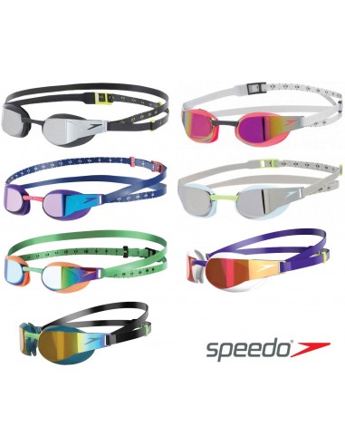 One Size Bright Zest/White/Red Speedo Kids' Fastskin Elite Mirror Goggles 