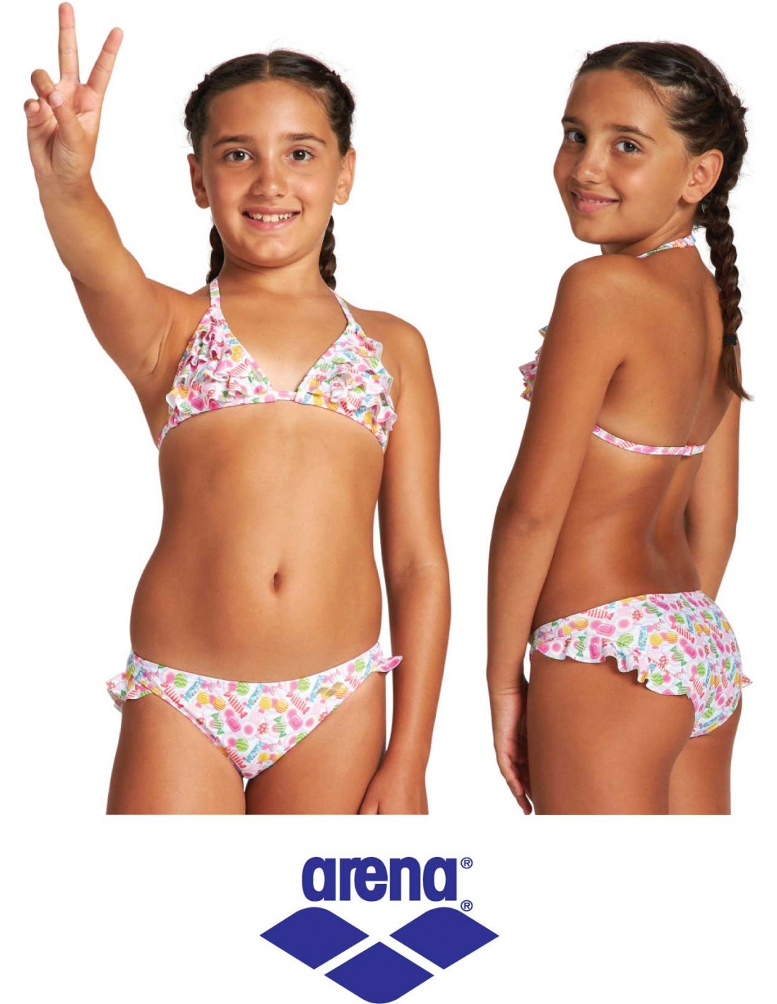inlzdz Bikini Bambina Due Pezzi Costume da Bagno con Volant Costume da Bagno Mare Spiaggia Piscina Cop Top Mutande Swimsuit Beachwear 6-14 Anni 