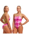 Funkita Pink Caps Woman Swimsuit front back
