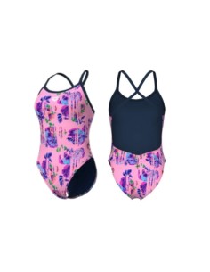 Arena XCross Black Rose Texture One Piece Woman Suimsuite front-back