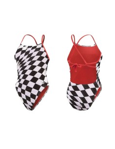 Speedo Woman's One Piece Allover Tie-Back Swimsuit front-back