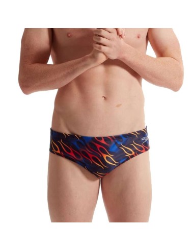Speedo men's allover digital print Club 8CM Brief Swimsuit front-back