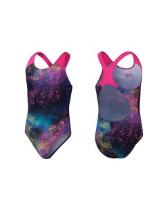 Speedo Girls' Digital Allover Splashback Swimsuit front-back