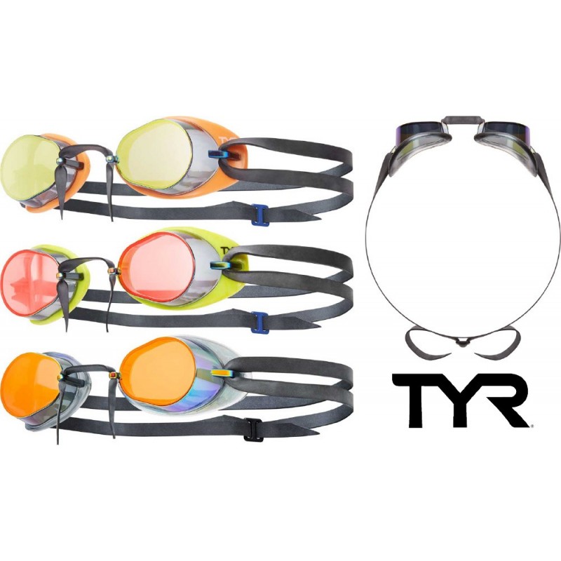 TYR Socket Rocket 2.0 M Occhialino Modello Svedese da Competizione con Lenti Specchiate Unisex Rainbow/Chiaro/Nero Adulto 