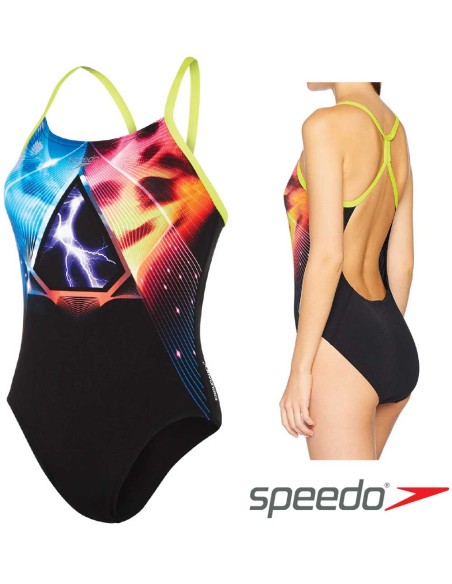  Women's Lunar Vision Placement Digital Powerback Swimsuit Speedo 