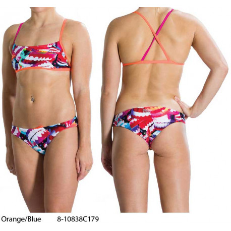 Orange/Blue - Women's Flipturns Two Piece Crossback Swimsuit Speedo