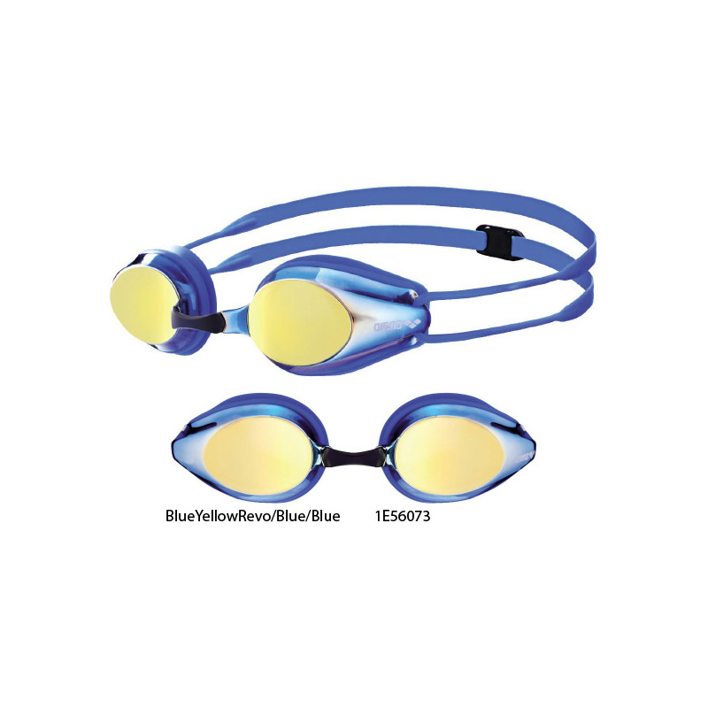 Arena Tracks Junior Mirror Swim Goggle-Mirrored Lens-Blue/Yellow 